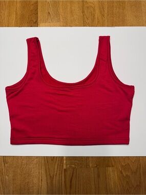 Red Scoop XL Neck Crop Top - Women's Athletic Wear